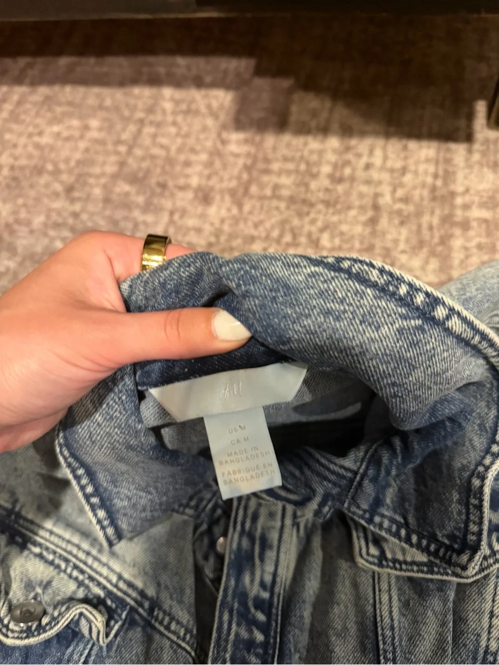 H&M Light Blue Acid Wash Denim Jumpsuit